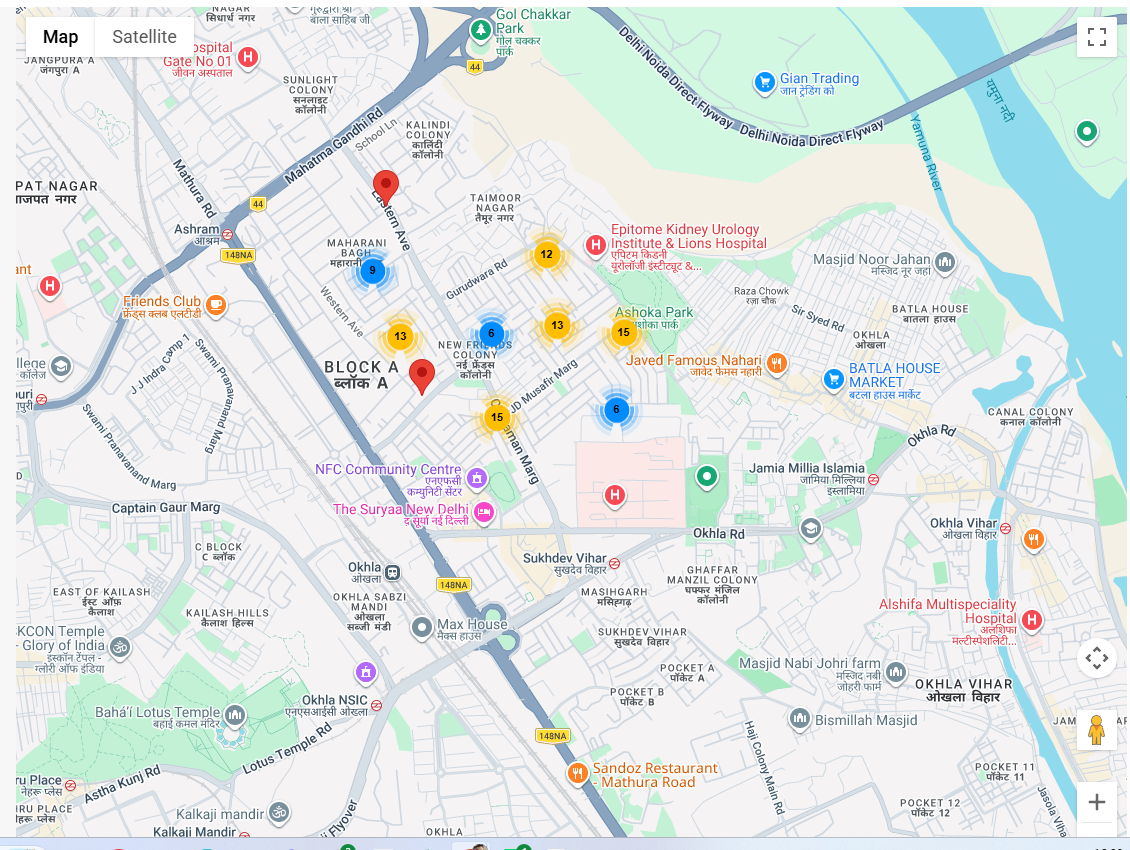 Map of Genie Realty's South Delhi office